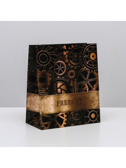 Пакет подарочный ламинированный, упаковка, Steel, ML 23×27×11.5 см