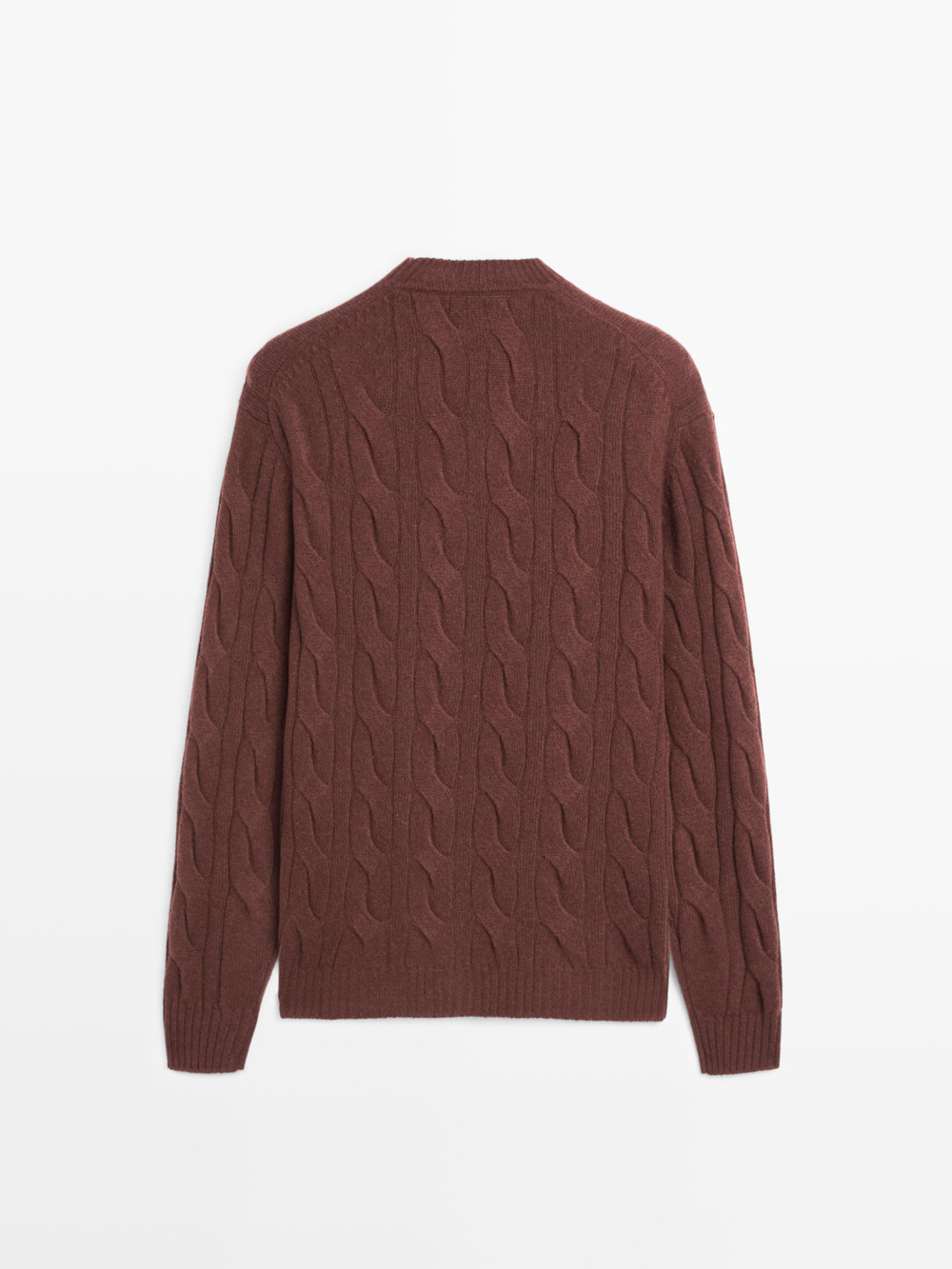 Massimo Dutti Свитер из смесовой шерсти с узором «косы», гранатовый