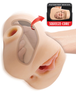 Телесный мастурбатор с вибрацией Double Pounder Vibrating Squeeze Stroker (Цвет: телесный)