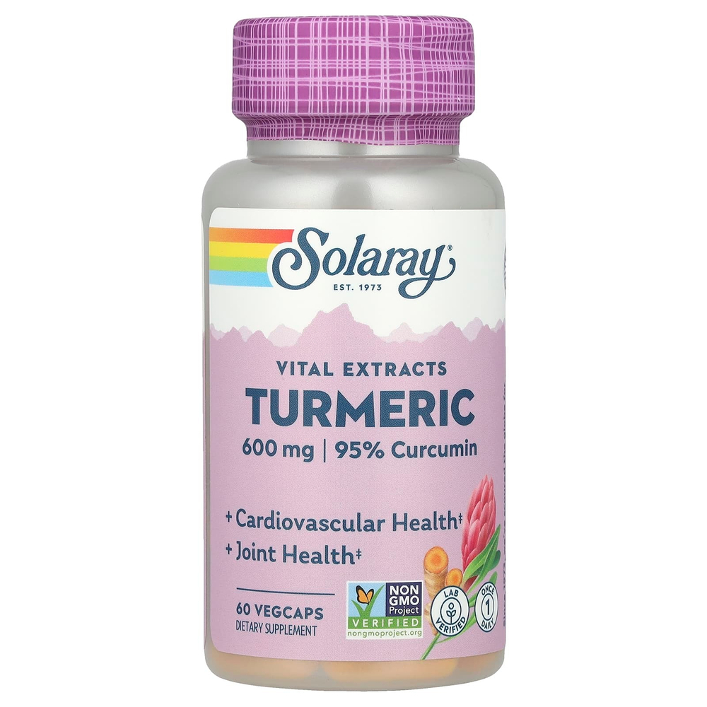Solaray, Vital Extracts, куркума, 600 мг, 60 растительных капсул