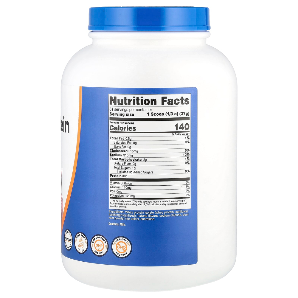 Nutricost, Изолят сывороточного протеина, клубничный молочный коктейль, 2268 г (5 фунтов)
