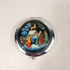 Ручное зеркало "Серебряное копытце"  (худ. роспись Палех)