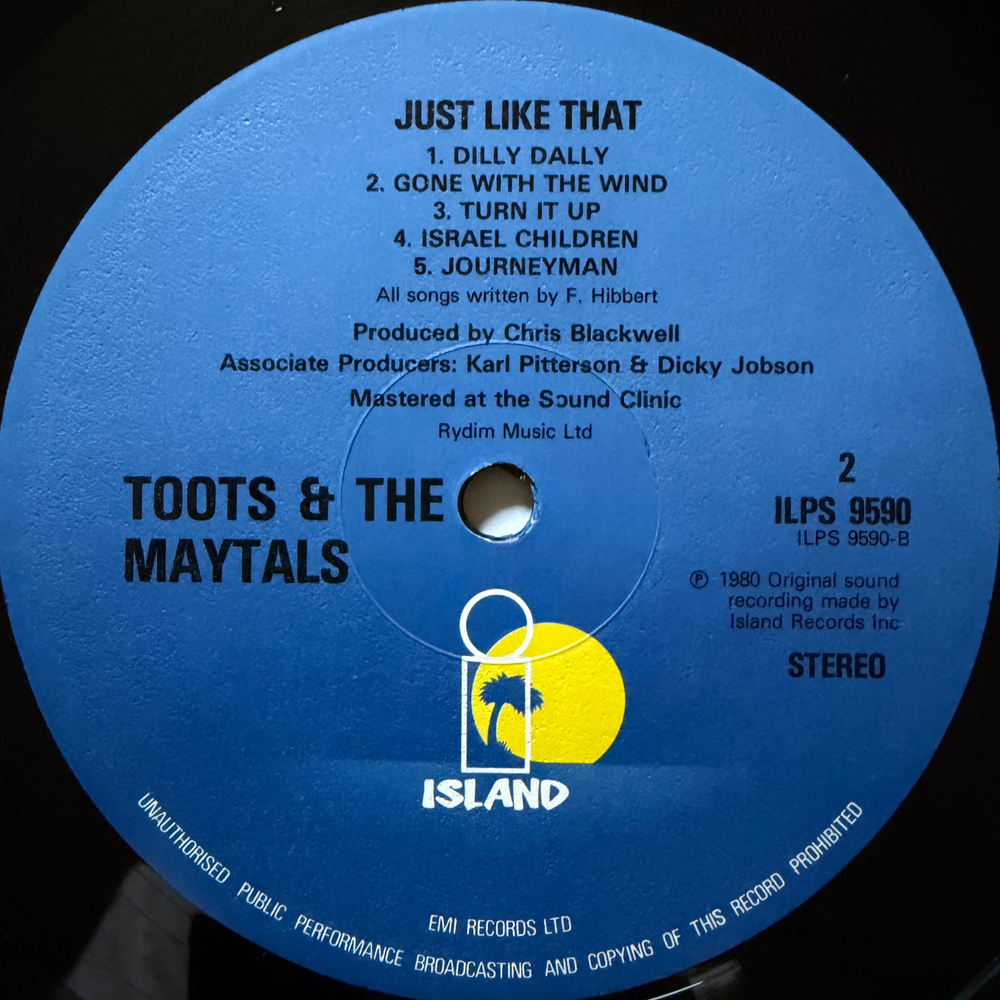 Toots & The Maytals ‎– Just Like That (Англия 1980г.)