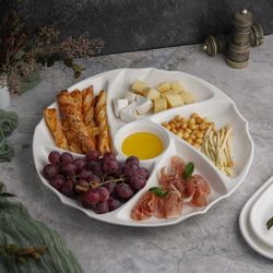 Менажница d 39,5 см h4,5 см 6 отделений белая фарфор NEW P.L. Proff Cuisine [1]