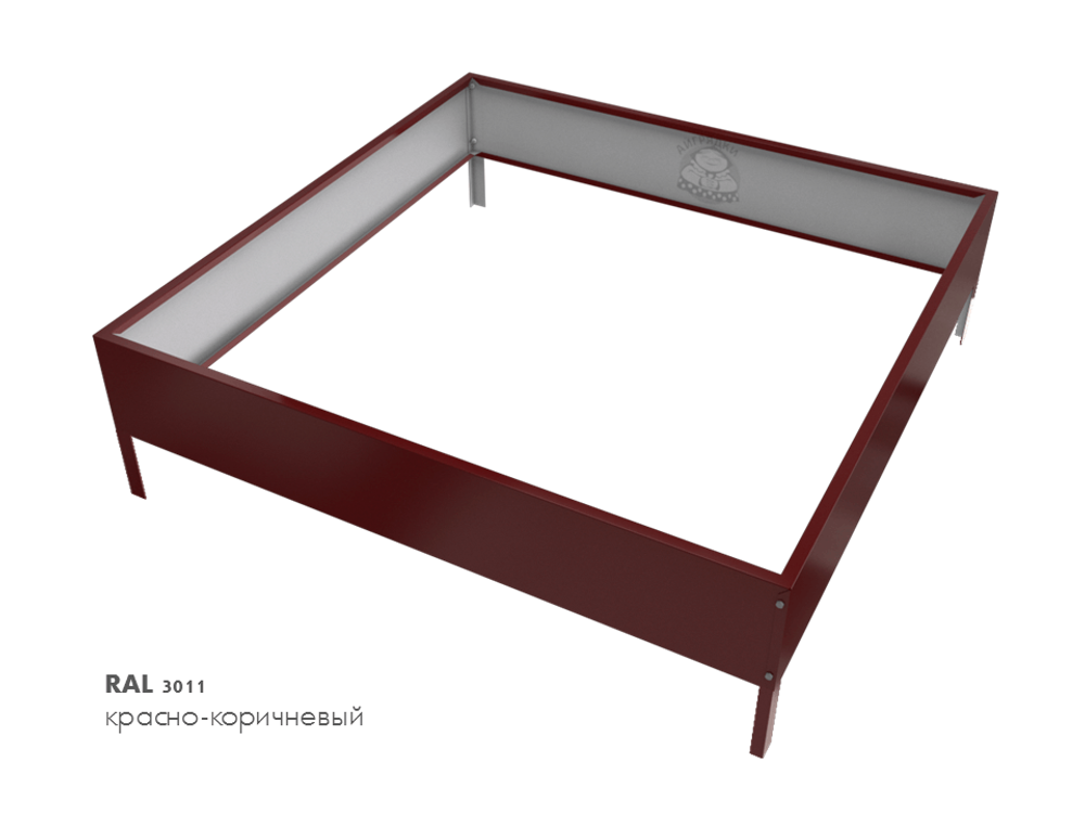 Клумба квадратная оцинкованная 1 ярус RAL 3011 Красно-коричневый