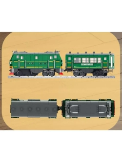 Конструктор Зеленый пассажирский поезд 801 деталь