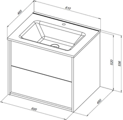 Тумба под раковину Aquanet Lino 60 (Flat) белый глянец