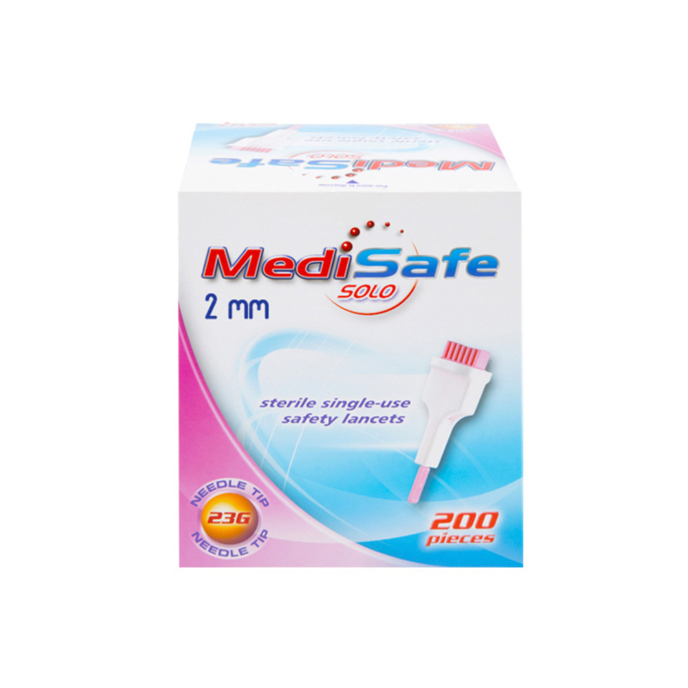 Скарификатор (ланцет) безопасный МедиСэйф Соло, 23G, 2,0мм, 200шт./уп., Польша