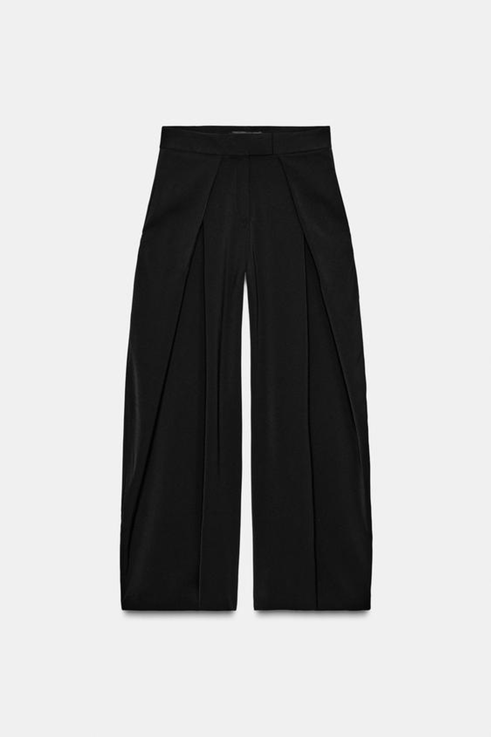 ZARA БРЮКИ WIDE LEG С ЗАЩИПАМИ — ZW COLLECTION, ЧЕРНЫЙ
