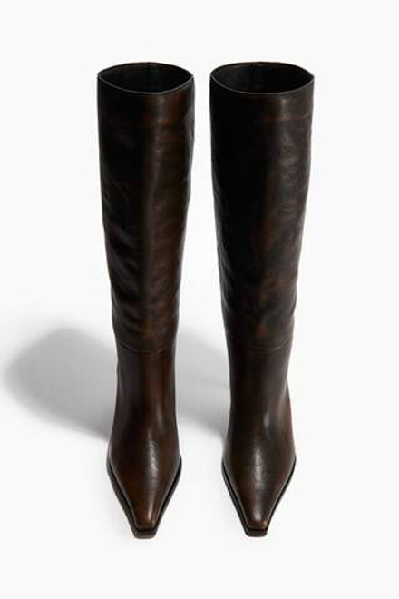 H&M Кожаные сапоги до колена, темно-коричневый