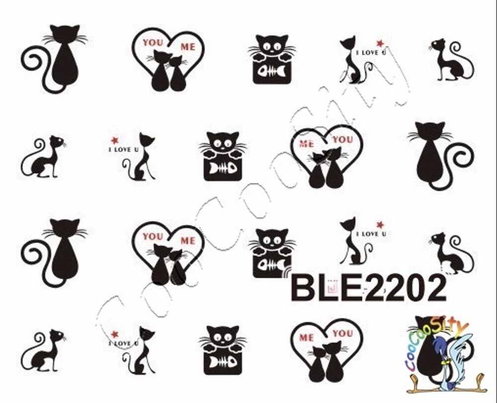 Слайдер-дизайн для ногтей Кошки BLE-2202
