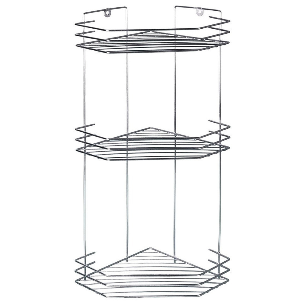 Полка 3-х ярусная угловая 200*200*520мм, "блестящий цинк"