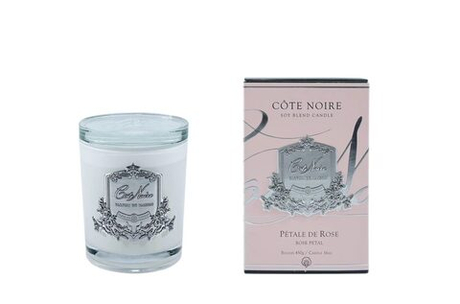 Свеча ROSE PETAL 450 гр, белый стаканчик, серебряный декор, время горения 100 Cote Noire 450 мл