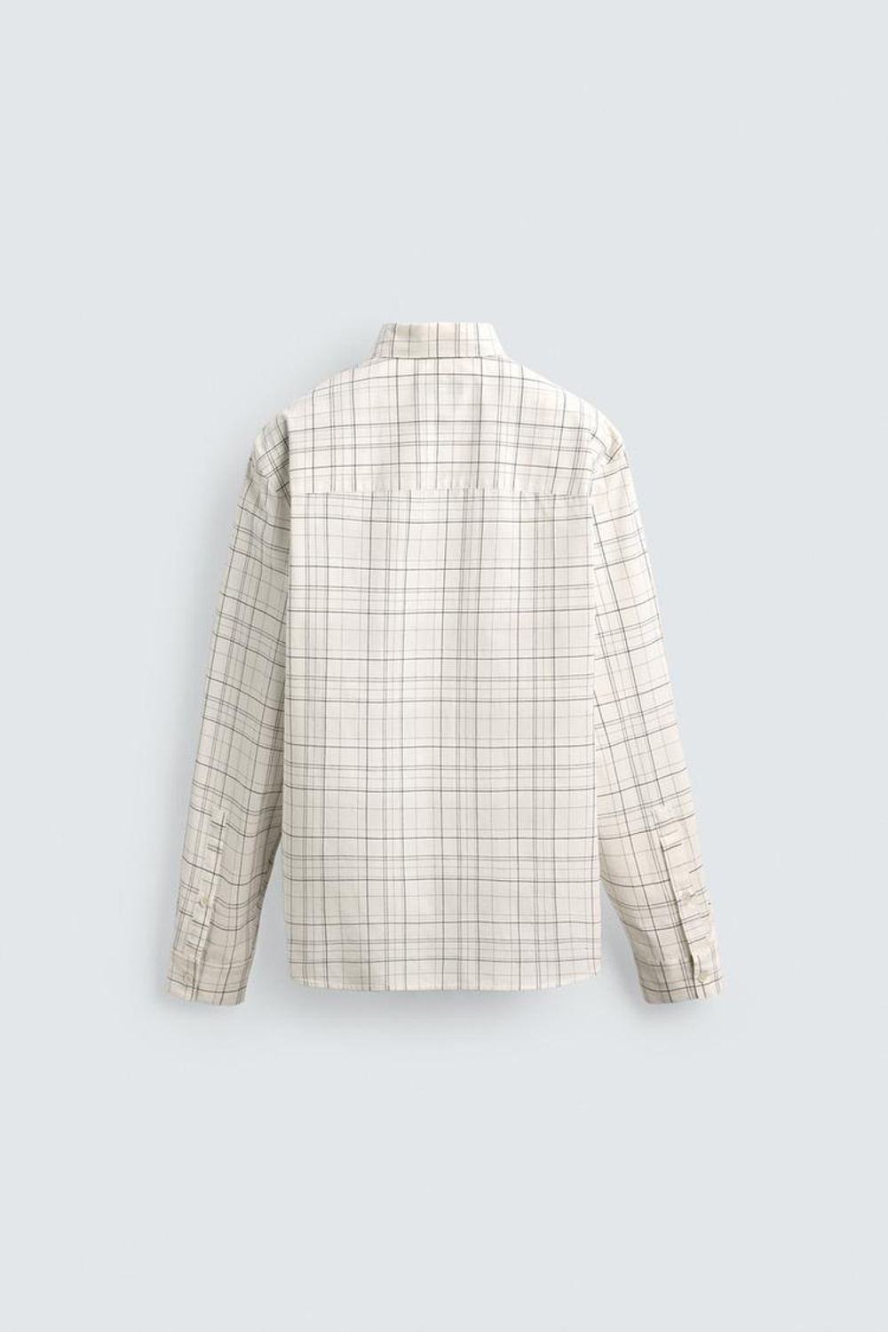 ZARA РУБАШКА RELAXED FIT В КЛЕТКУ, БЕЛЫЙ
