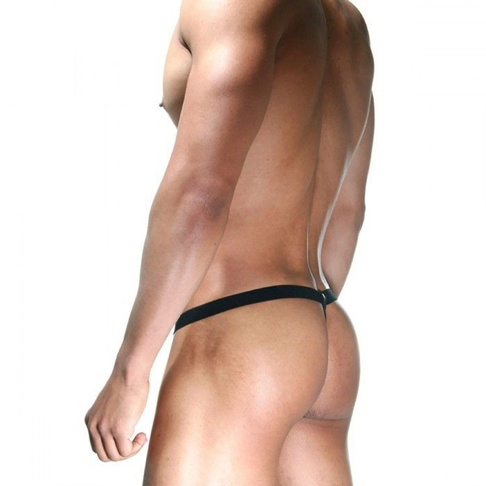 Мужские трусы-стринги на трех кольцах (Размер: S-M) (Цвет: черный)