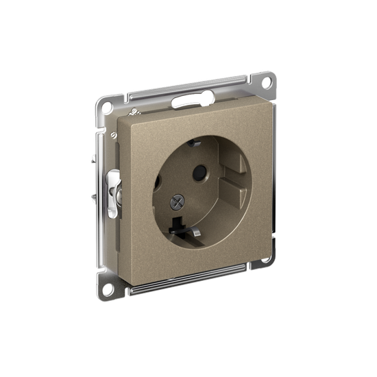 Розетка 1-м СП AtlasDesign 16А IP20 с заземл. защ. шторки механизм шампань SE ATN000545