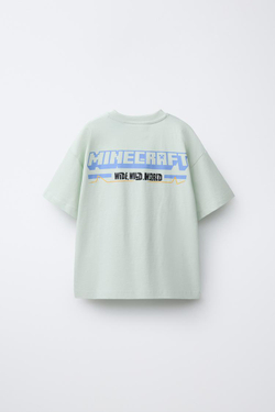 ZARA ФУТБОЛКА С ПРИНТОМ MINECRAFT © MOJANG AB. ™, СИНИЙ