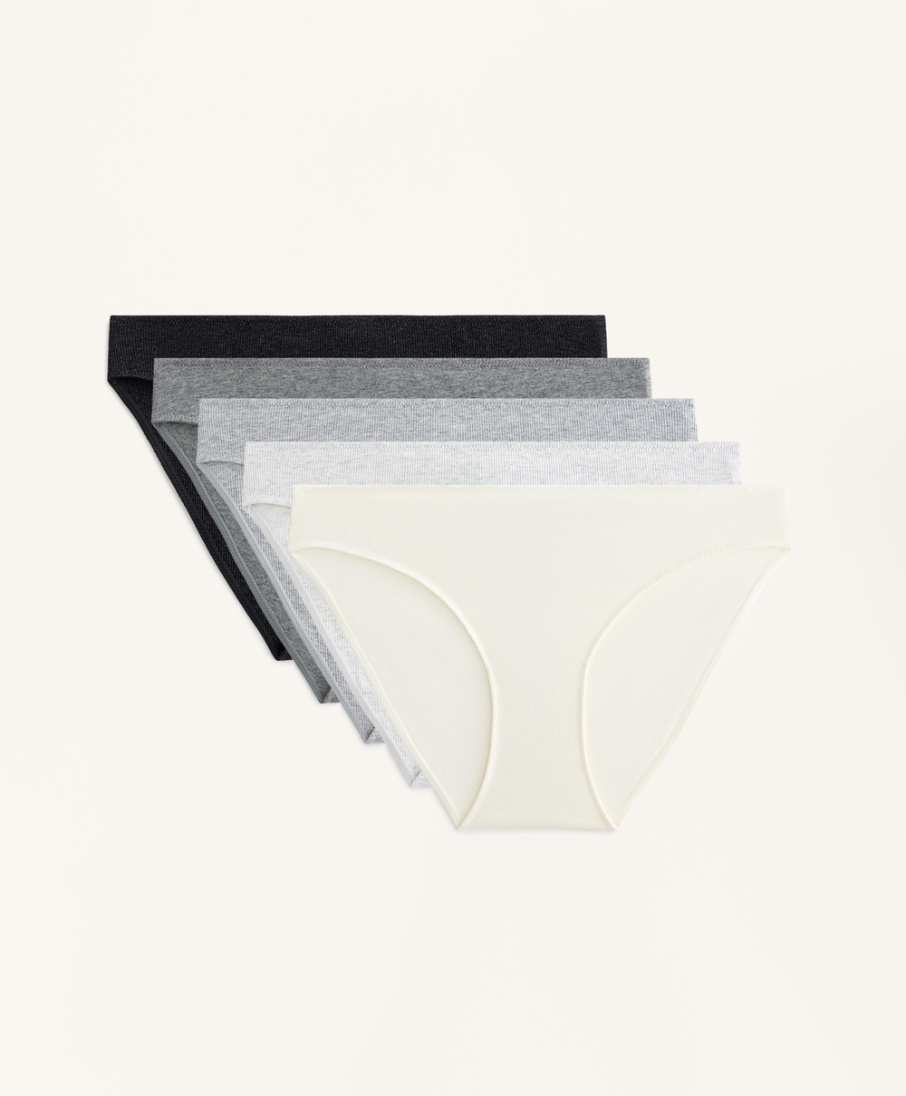 OYSHO Набор из 5 пар классических трусов из хлопковой смеси, серый меланж