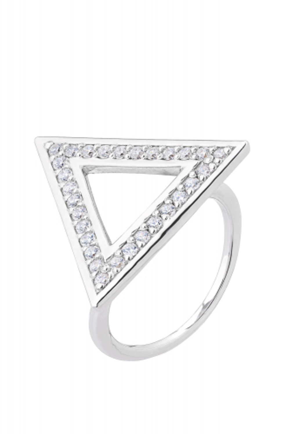 Кольцо из серебра со вставками из бесцветных фианитов