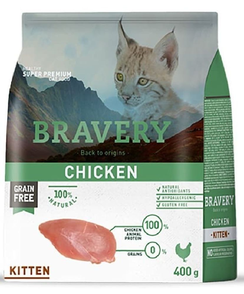 BRAVERY KITTEN 400г корм для котят с Курицей