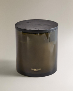 Zara Home Свеча ароматическая Majestic Oud 2000 г, растительный воск, аромат восточный древесный, Коричневый
