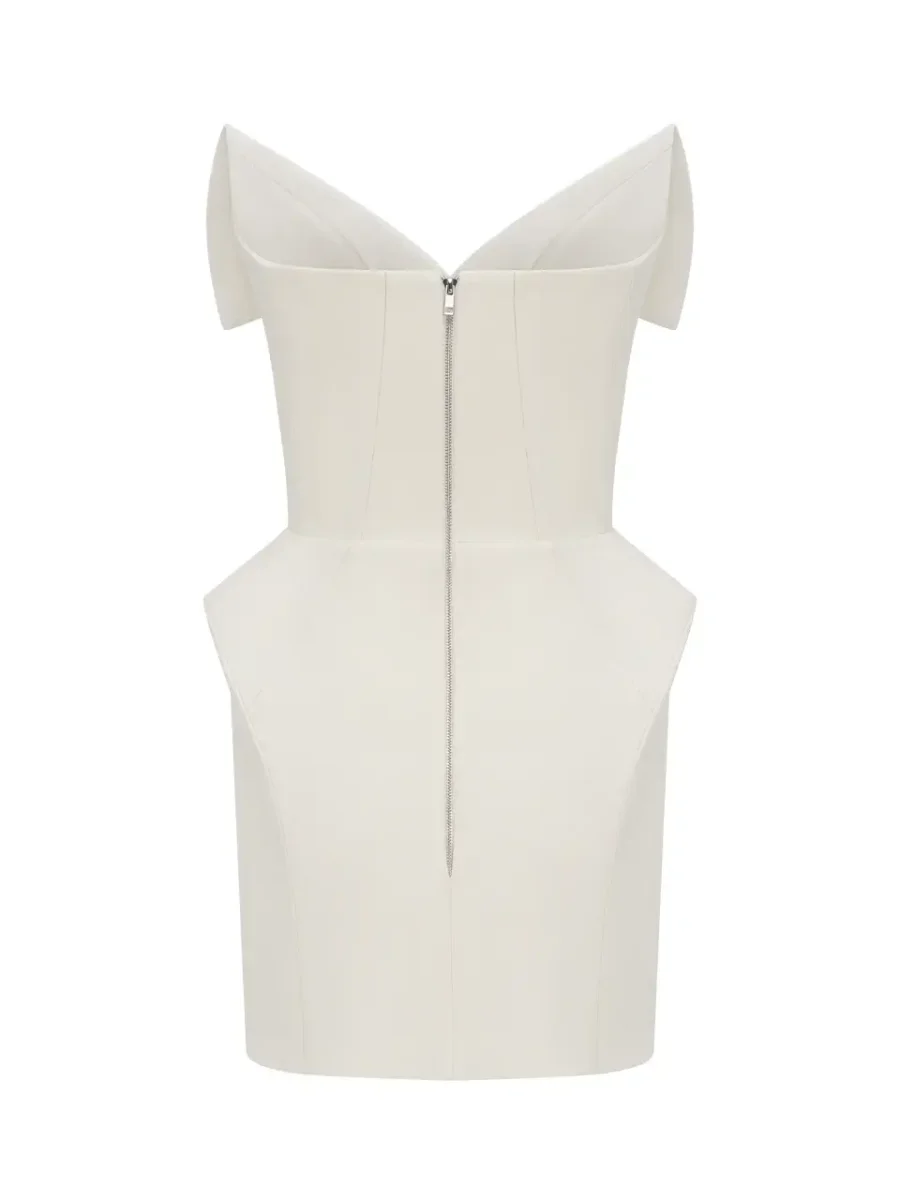 Платье с лацканами, Белое