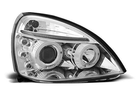 Передние фары Renault Clio 2 angel eyes chrome