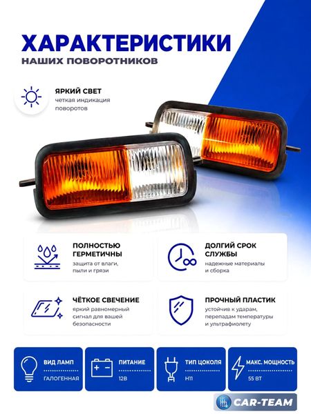 Подфарники (надфарники) Нива 4х4 2121, 21213, 21214, Урбан стандартные желтые поворотники (21214-3712010/11-01)