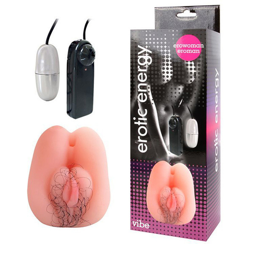 Вибровагина телесного цвета с волосиками Bior Toys Erowoman-Eroman EE-10164