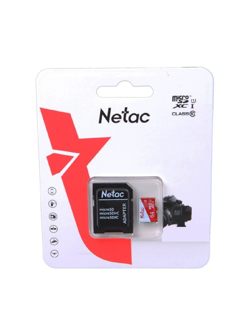 Micro SecureDigital 64GB Netac P500 ECO   (с SD адаптером)