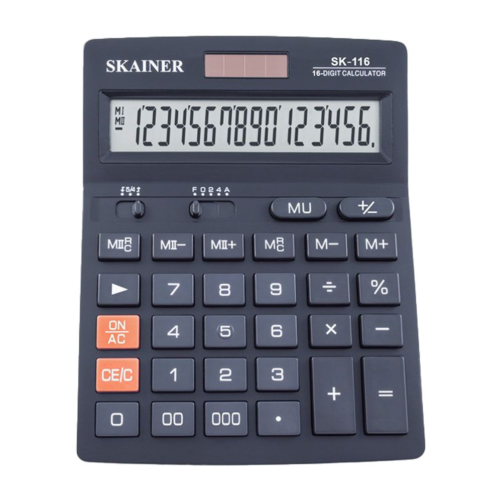 Калькулятор настольный SKAINER 16 Bit, LCD, 17.6*14*4.5 см, чёрный Калькулятор настольный SKAINER 16 Bit, LCD, 17.6*14*4.5 см, чёрный