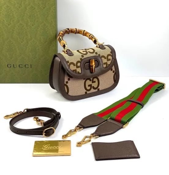 Маленькая сумка Gucci Bamboo 1947 из текстиля Jumbo Gg