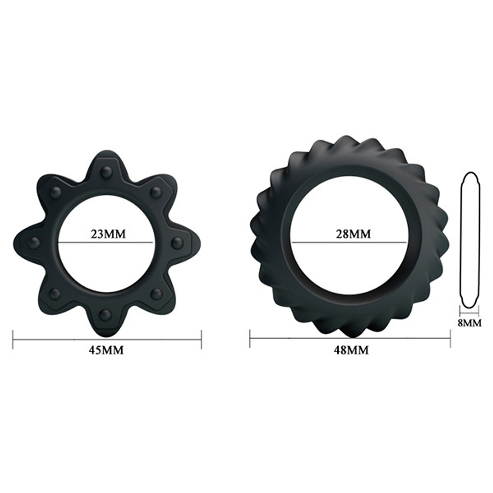 Набор из 2 ребристых эрекционных колец 4,5см и 4,8см Baile Ring Flowering BI-210154