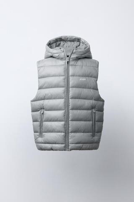 ZARA ЛЕГКИЙ ЖИЛЕТ С НАДПИСЬЮ, СЕРЫЙ