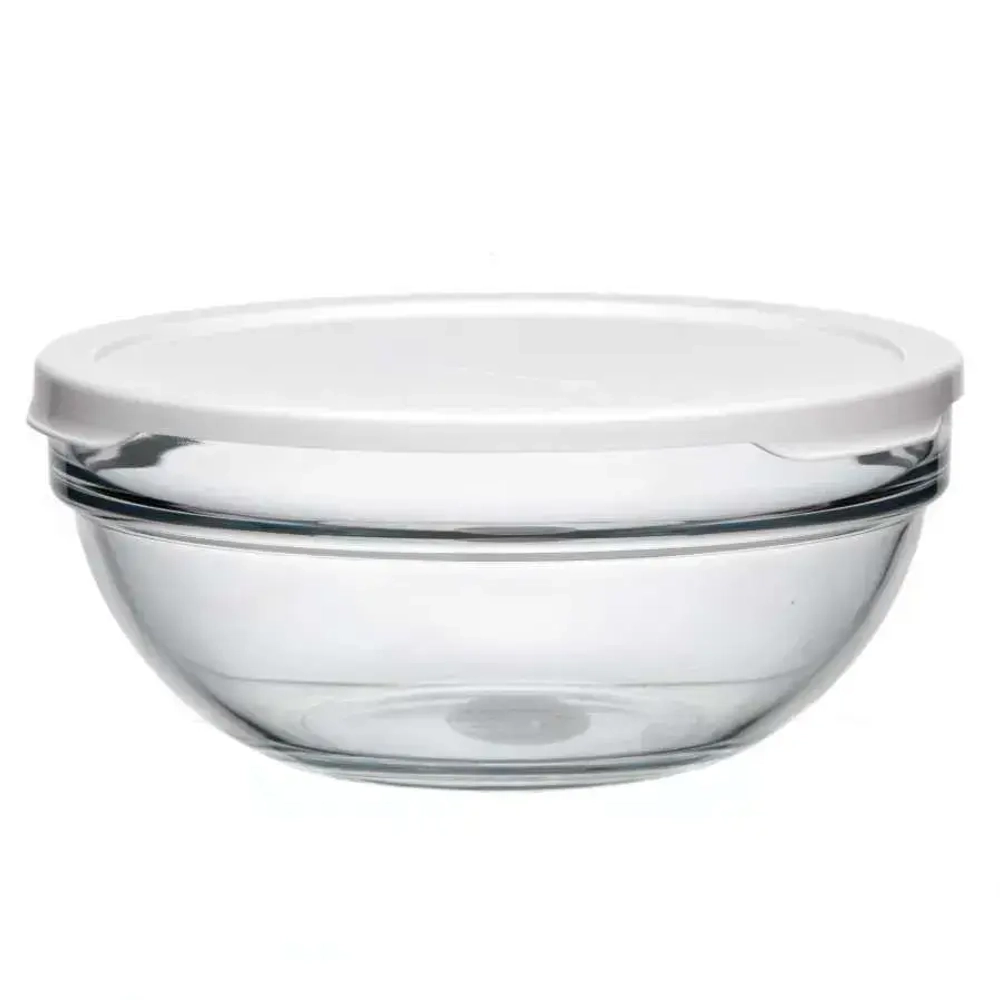 Салатник 172 мм закал. с белой крышкой ШЕФС