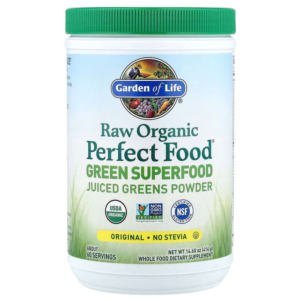 Garden of Life, Raw Organic Perfect Food®, зелёный суперфуд, порошок из сока из зелени, классический вкус, 414 г (14,6 унции)