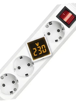 Цифровой вольтметр переменного тока бытовой сети в розетку 220В, жёлтый дисплей