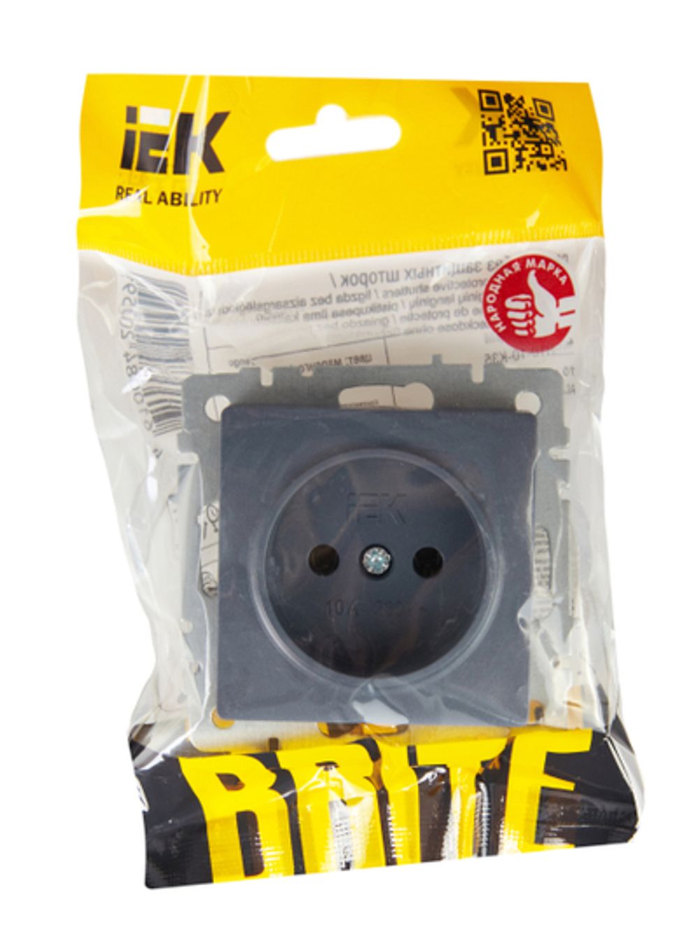BRITE Розетка 1-местная без заземления без защитных шторок 10А РС10-1-0-БрМ маренго IEK