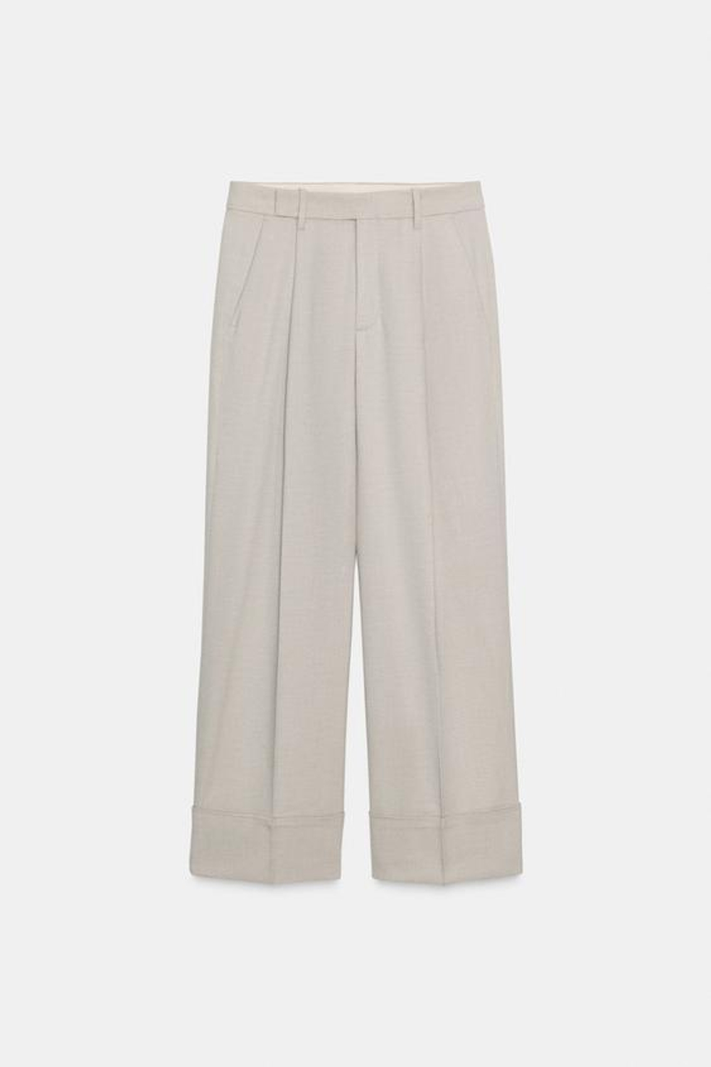 ZARA БРЮКИ С ЗАЩИПАМИ — ZW COLLECTION, БЕЖЕВЫЙ