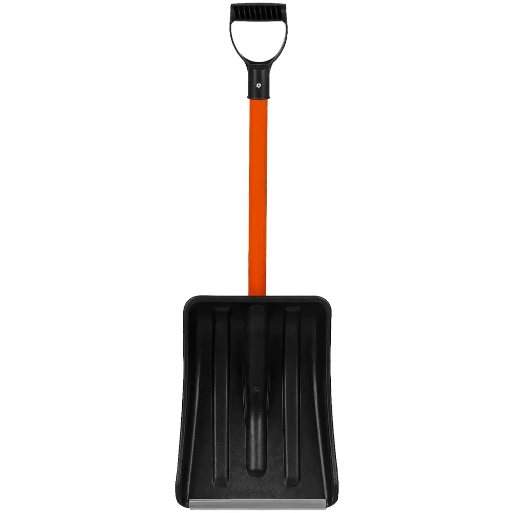 Лопата автомобильная «Авто-Вьюга» неразборная 260х350мм с оцинк. планкой (ковш черный, черенок втор, Vручка Стандарт черн)