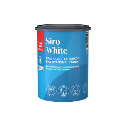 Краска для потолков, Tikkurila Siro White, глубокоматовая, база A, белая, 0,9 л