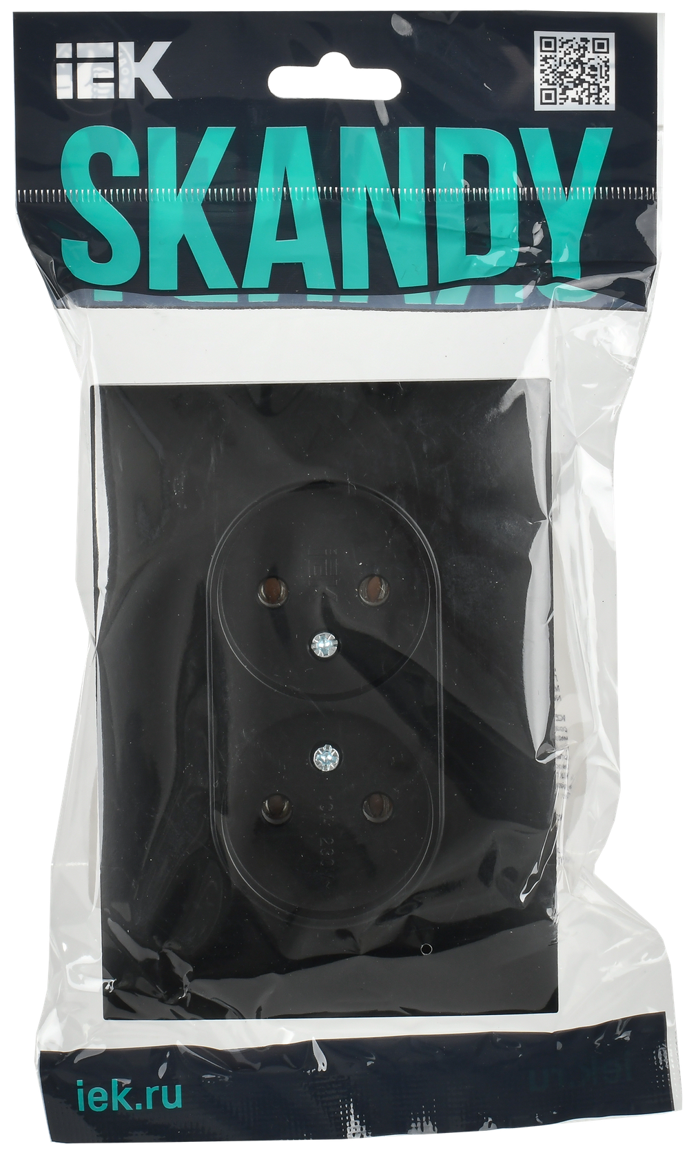 SKANDY Розетка 2-местная без заземления без защитных шторок 10А в сборе SK-R10Bl черный IEK