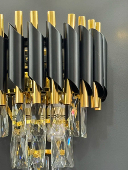 Бра настенное Lanbos Metal, 2 лампы Е14, 80 Вт, до 5 кв м, черное с золотом