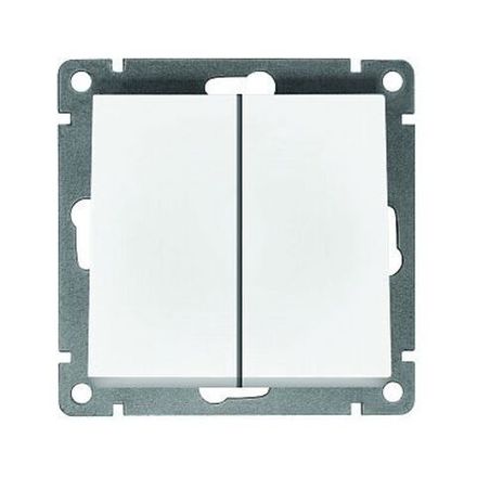 Выключатель двухклавишный "UNIVersal" серия "Афина ", с/у, 10А, 220В, белый (еврослот) (HU2312)