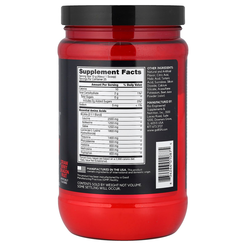 BSN, AminoX®, незаменимые аминокислоты, со вкусом клубники, питайя, 375 г (13,2 унции)