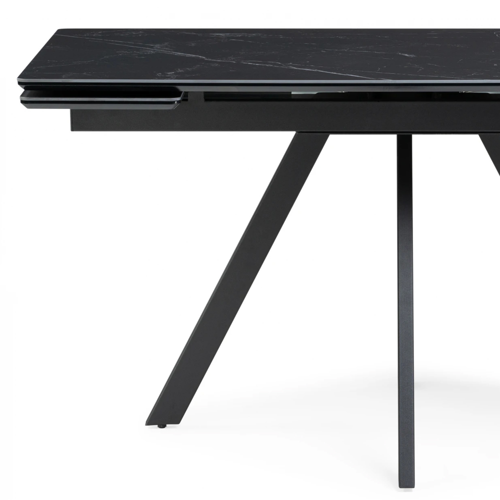 Керамический стол Woodville Вилли 140(200)х80х75 черный мрамор shakespeare black, черный, ножки черные