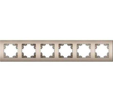 Рамка шестиместная горизонтальная "UNIVersal" серия "Афина" шампань (еврослот) (HU2311)