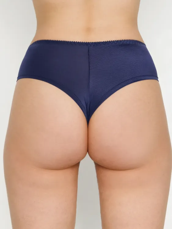 Трусы Zebra бразилиана с высокой линией талии (скин/синий)
