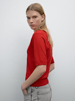 Massimo Dutti Футболка с воротником поло, красный