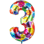 Шар Фольгированный Цифра 3 Шары (Ассорти)
